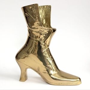 Vintage Brass Victorian Style Boot Vase- Funky Boho Glam Grandma Chic Home Decor